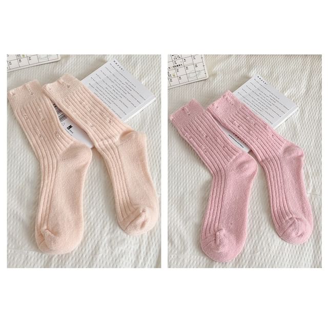 Plain Distressed Ribbed Socks Set SpreePicky