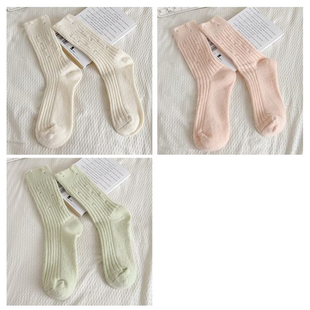 Plain Distressed Ribbed Socks Set SpreePicky