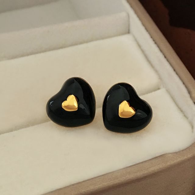 Enamel Heart Stud Earring SpreePicky