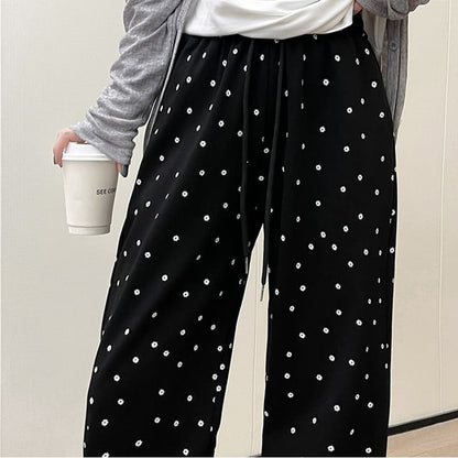 Floral Print High Waist Drawstring Wide Leg Sweatpants SpreePicky