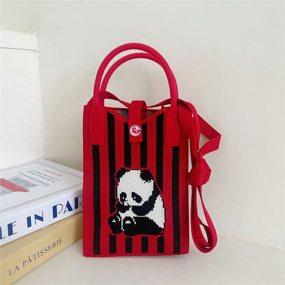 Cartoon Print Knit Mobile Phone Crossbody Bag SpreePicky