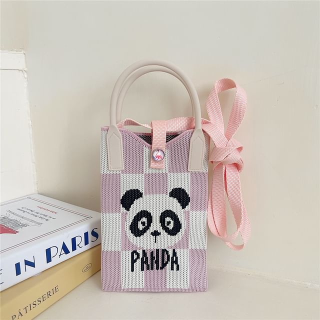 Cartoon Print Knit Mobile Phone Crossbody Bag SpreePicky