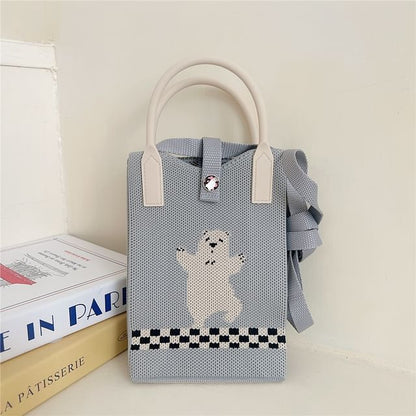 Cartoon Print Knit Mobile Phone Crossbody Bag SpreePicky