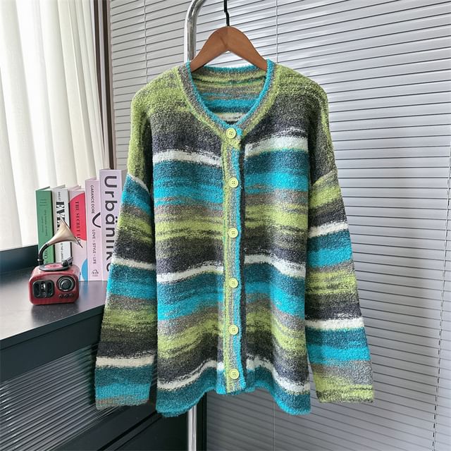 V-Neck Color Block Cardigan SpreePicky