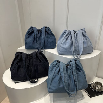 Drawstring Denim Tote Bag SpreePicky