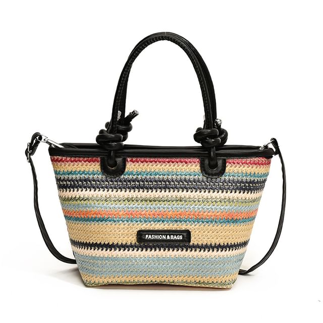 Applique Straw Bucket Bag SpreePicky