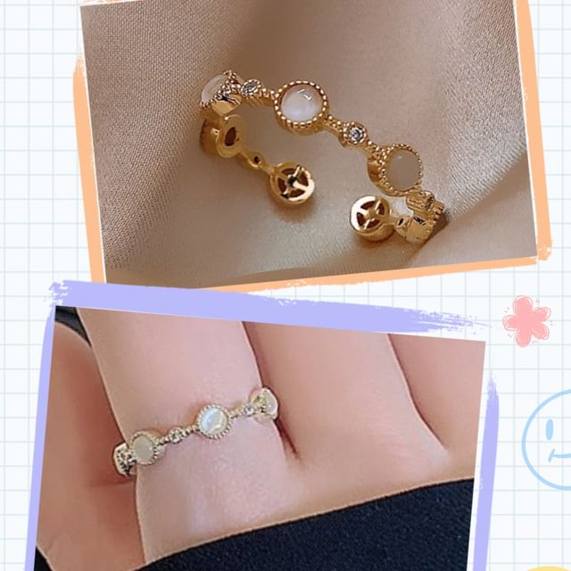(Various Rhinestone Gemstone Open Faux Designs) Ring Alloy FashionChic