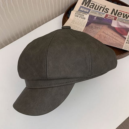 Faux Leather Newsboy Cap SpreePicky