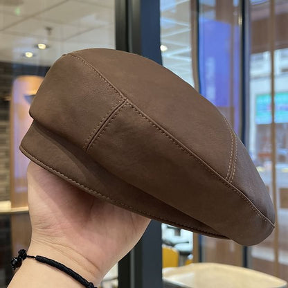 Faux Leather Plain Beret SpreePicky