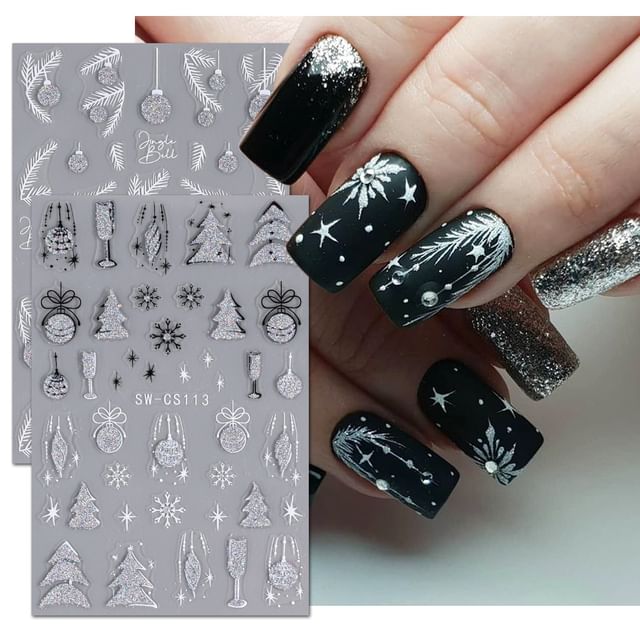 Christmas Glitter Nail Art Stickers SpreePicky