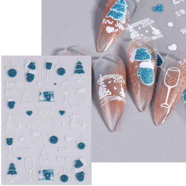 Christmas Glitter Nail Art Stickers SpreePicky