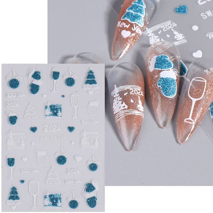 Christmas Glitter Nail Art Stickers SpreePicky