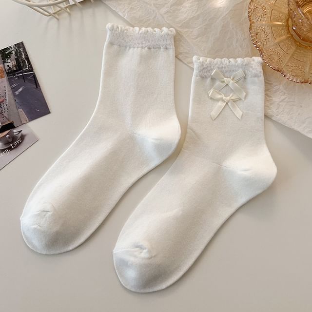 Ruffle Trimmed Crew Socks SpreePicky