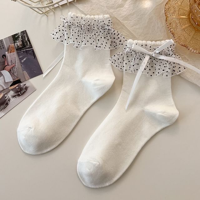 Ruffle Trimmed Crew Socks SpreePicky