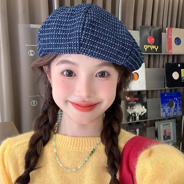/ Denim Newsboy Beret Cap FashionChic
