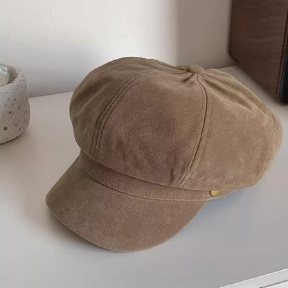 Plain Faux Suede Newsboy Cap SpreePicky