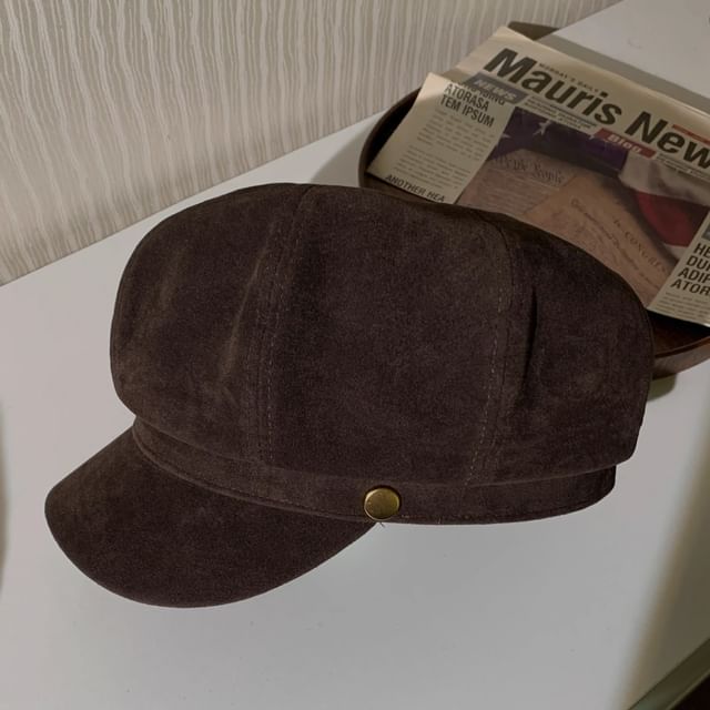 Plain Faux Suede Newsboy Cap SpreePicky