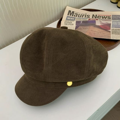 Plain Faux Suede Newsboy Cap SpreePicky