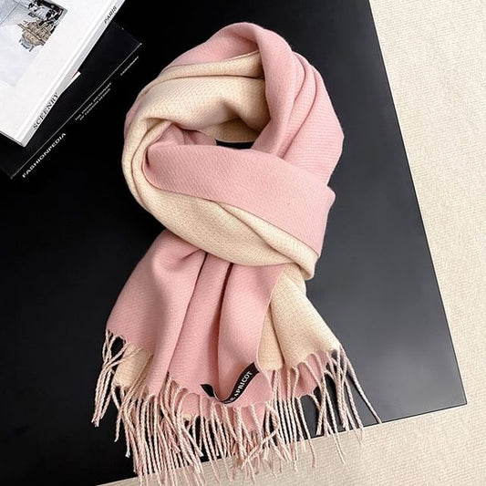 Two Tone Fringed Scarf SpreePicky