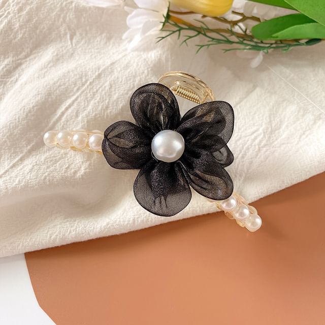 Flower Faux Pearl Hair Claw SpreePicky