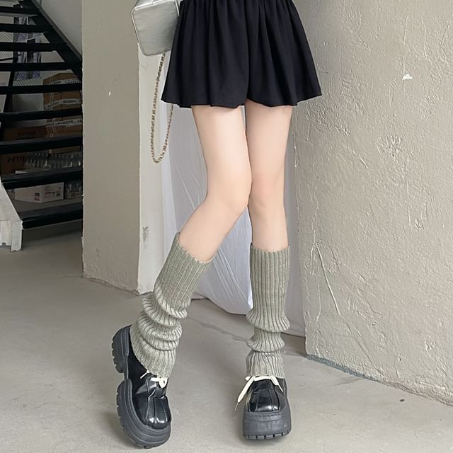 Plain Ribbed Knit Leg Warmers mySite