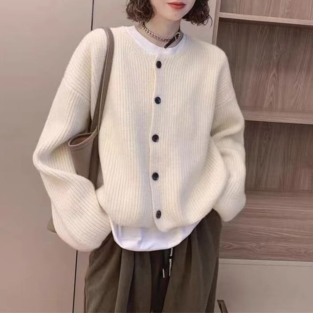 Round-Neck Loose Cardigan SpreePicky