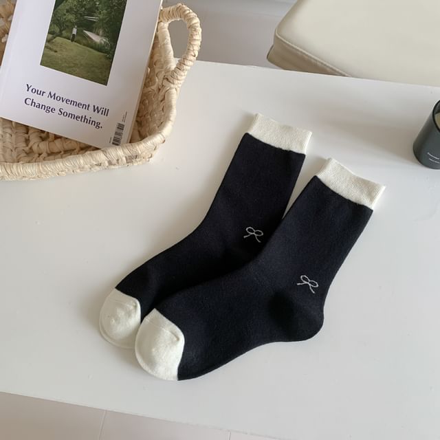 Bowknot Ribbed Crew Socks SpreePicky