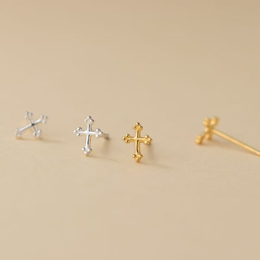 S999 Sterling Silver Cross Stud Earring SpreePicky