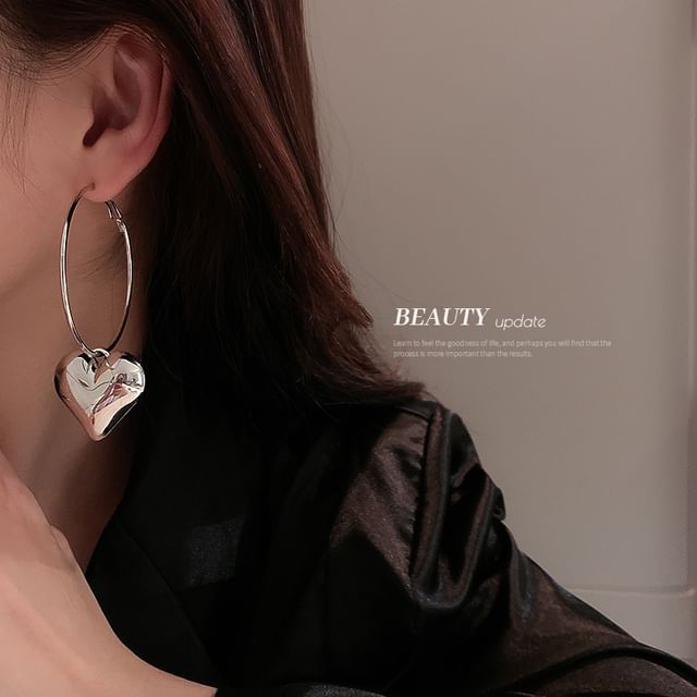 (Various Hoop Dangle Alloy Designs) Heart Earring FashionChic