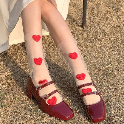 Heart Embroidered Sheer Socks SpreePicky