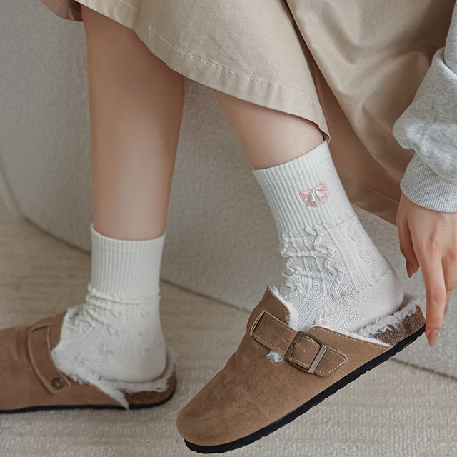 Embroidered Bow Crew Socks SpreePicky