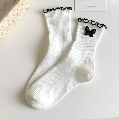 Ruffle Trim Bowknot Socks SpreePicky