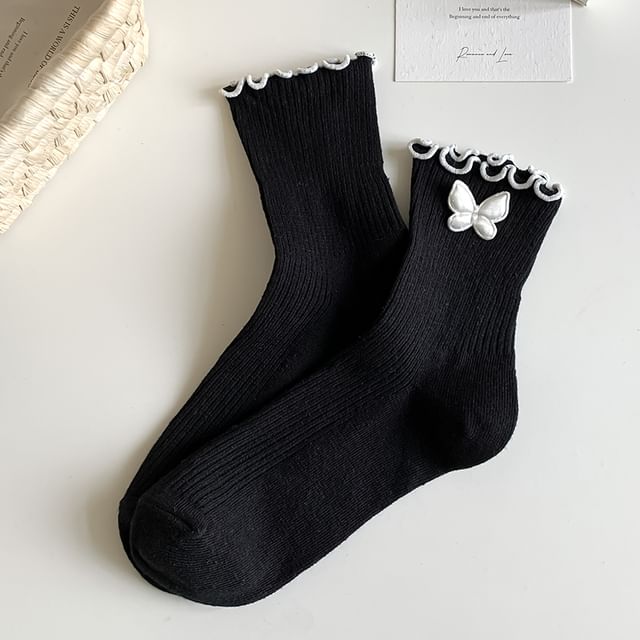 Ruffle Trim Bowknot Socks SpreePicky