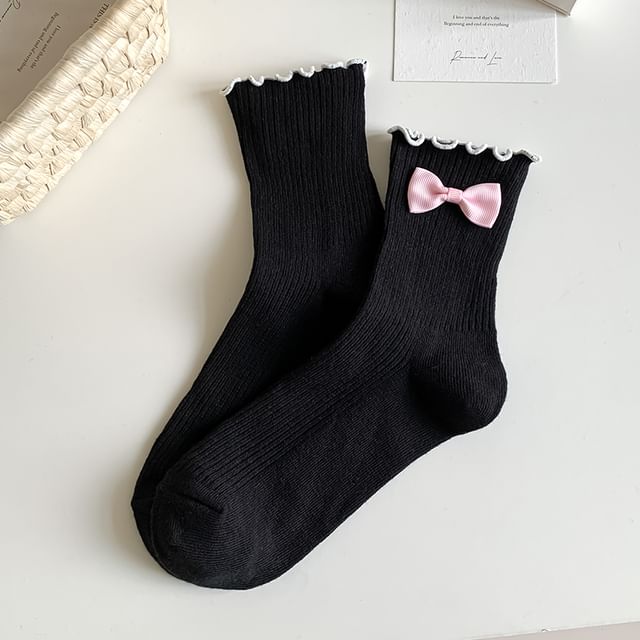 Ruffle Trim Bowknot Socks SpreePicky