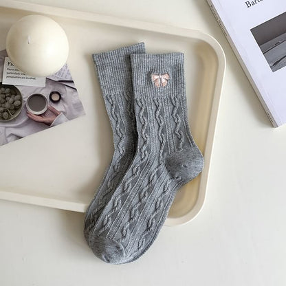 Embroidered Bow Crew Socks SpreePicky