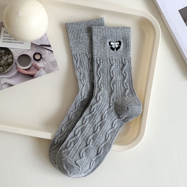 Embroidered Bow Crew Socks SpreePicky