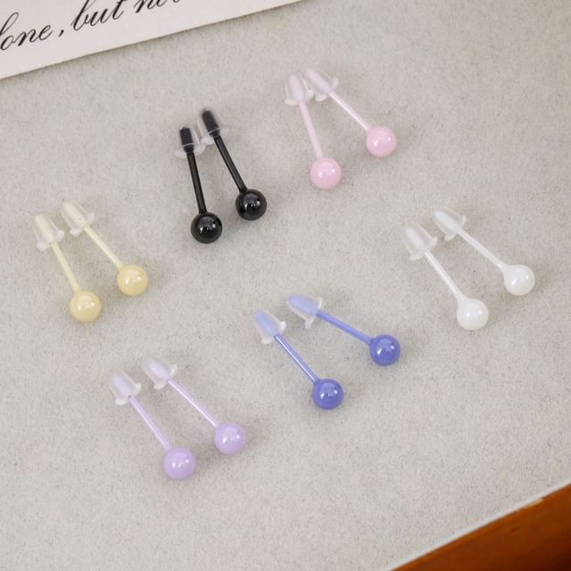 Plain Ceramic Bead Stud Earring SpreePicky