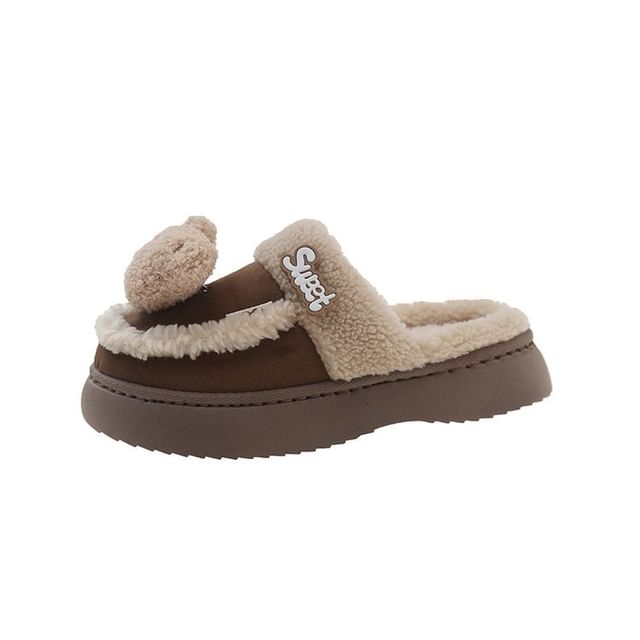 Bear Fleece-Lined Platform Mules SpreePicky