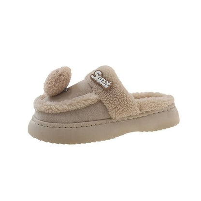 Bear Fleece-Lined Platform Mules SpreePicky