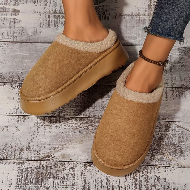 Fleece-Lined Platform Mules SpreePicky