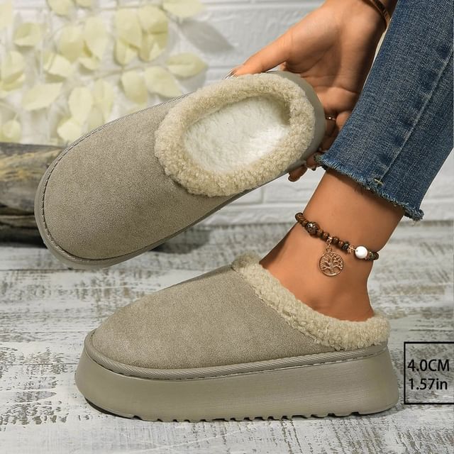 Fleece-Lined Platform Mules SpreePicky