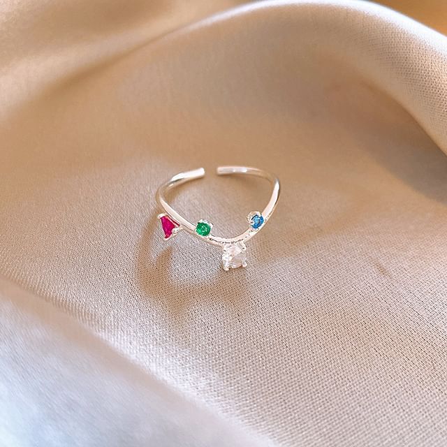 / Face Smiley Rhinestone Faux Pearl Ring FashionChic