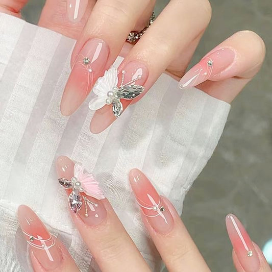 Butterfly Rhinestone Press On Nail SpreePicky