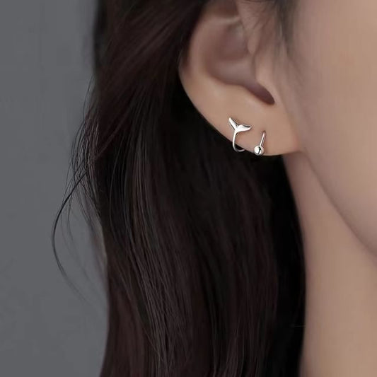 925 Sterling Silver Fish Tail Hoop Earring SpreePicky