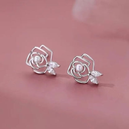 925 Sterling Silver Rose Stud Earring SpreePicky