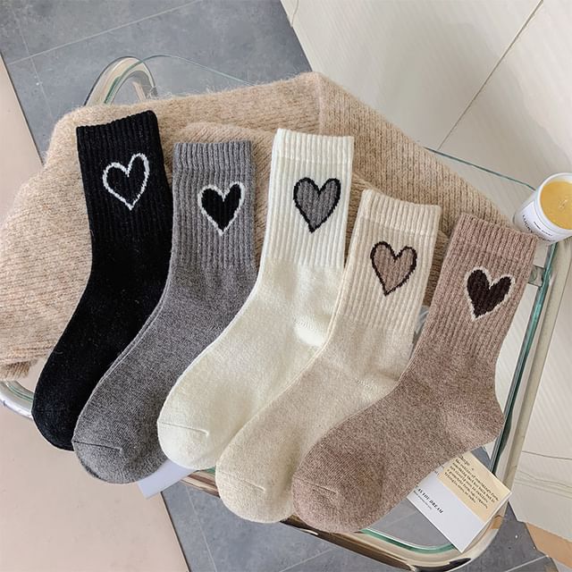 Heart Accent Crew Socks SpreePicky