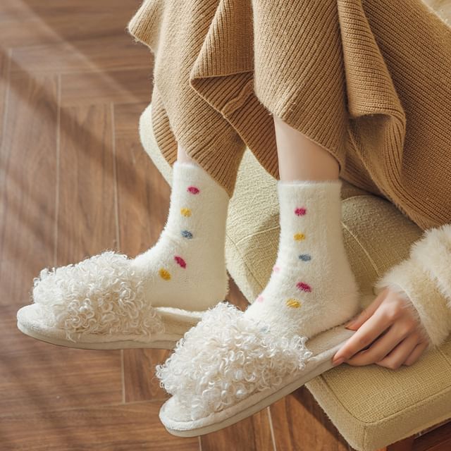 Dotted Fleece Crew Socks SpreePicky