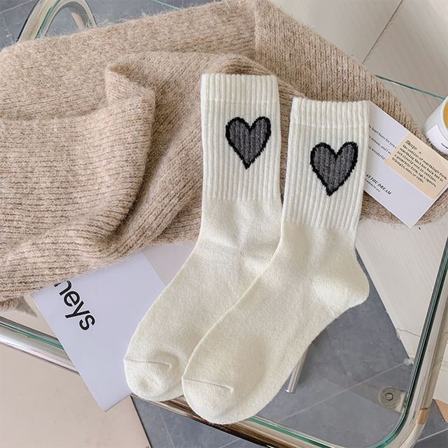 Heart Accent Crew Socks SpreePicky