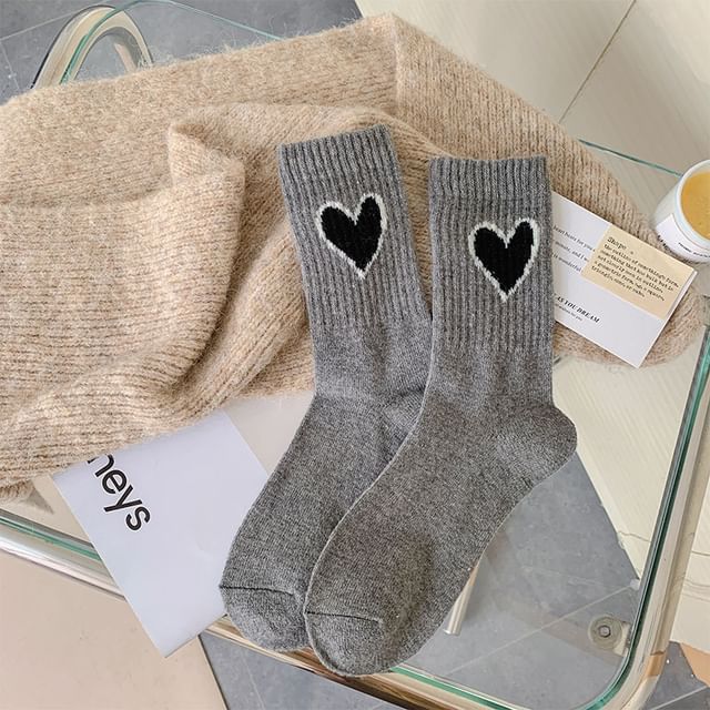 Heart Accent Crew Socks SpreePicky