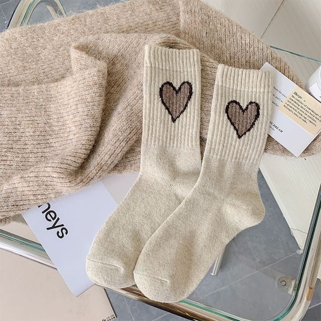 Heart Accent Crew Socks SpreePicky